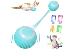 NIZIRIOO Balle de Jouet Interactive pour Chat: Balle Intelligente pour Chat avec Lumière LED et 4 Jouets en Spirale pour Chat, Boule Roulante Automatique à 360 Degrés Balles de Chat Rechargeables par USB
