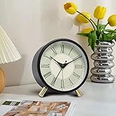 ZURATO Metal Bedside Analog Alarm Clock For Bedroom Battery Operated Round Alarm Clock With Light, Stylish Design Office And 