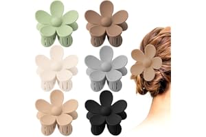 ZSPERKLA Pack of 6 Flower Hair Clips, Acrylic Hair Clips, Large Claw Hair Clips, Non-Slip Matte, Fashion Hair Styling Accessories for Women and Girls