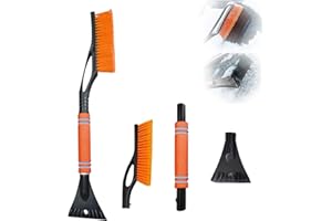 Amebleak Auto Eiskratzer 60cm, 2 in1 Auto Reinigungsbürste Eiskratzer Schneebesen mit Besen, Auto Schneebürste Schneekratzer und Bürste mit Schaumstoffgriff für PKW, LKW und SUV (Orange)