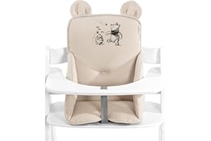 hauck Coussin Chaise Haute Bebe Alpha Cosy, Reducteur Compatible avec Chaises Hautes Bois Alpha+, Beta+ et Arketa, 6-36 Mois, Dossier Haut, Côtés Renforcés, Beige Winnie L'Ourson