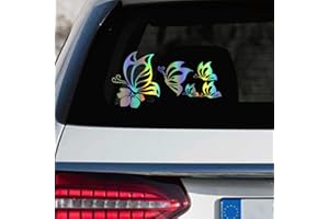 Leniutor Lot de 5 autocollants en vinyle imperméable pour voiture, femme et fille, autocollants réfléchissants pour pare-chocs, fenêtre, ordinateur portable (argent holographique)