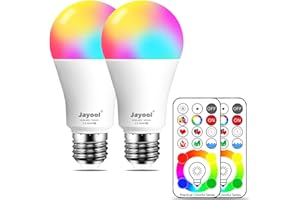 Jayool 10W E27 120 Couleurs LED RGBW Ampoule Changement de Couleur Télécommande (3ème génération), Timing et Dimmable RGB+lumière du Jour Blanc(6500K) Edison Screw (Lot de 2)