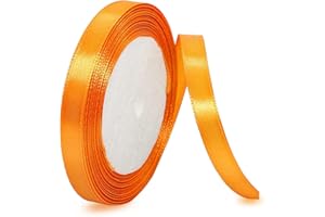 IMSOLDECOR Orange Ribbon 10mm x 23 Meters, Orange Satin Fabric Ribbons for Gift Wrapping, DIY Crafts, Hair Bows, Florist Bouquets, Balloons, Sewing Projects, Wedding Party and Birthday Cake Decorations