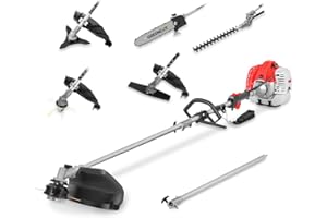 GREENCUT GM650X-6 - Herramienta Multifunción de Gasolina 65cc 4,9cv, 6 en 1 con Accesorios Intercambiables, Función Desbrozadora, Cortasetos y Podadora para Jardín