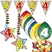Produktbild Carpeta 54-Teiliges Partydeko Set * Zahl 4 * für Kindergeburtstag Oder 4. Geburtstag mit Girlande, Rotorspiralen, Luftschlangen und Vielen Luftballons