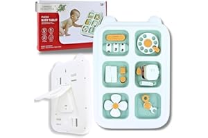 Hello Hippo® Tablero Sensorial Montessori – Busy Board Educativa 22x15 cm con Cajón Secreto, Interruptor, Teléfono y Reloj | Juguete Motricidad Fina para Bebés 1-3 Años