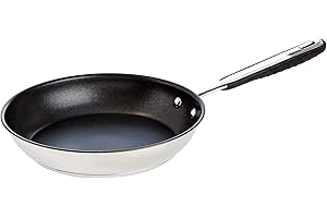 Amazon Basics Padella Antiaderente a Induzione in Acciaio Inox - con Manico Soft Touch - 20 cm