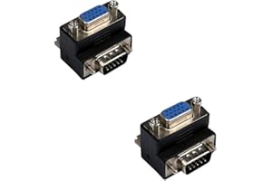 BAOLONGKING Adaptador convertidor VGA macho a hembra de 15 pines SVGA en ángulo recto para monitor LCD, conector de TV, 2 unidades