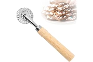SDFLKAE Rouleau à pâte - Degré de pâte ondulé - Degré de pâte denté - Lame unique - Roue à raviolis - Avec poignée en bois