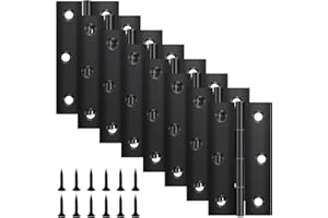 Yeepeo 8 sztuk zawiasów składanych, 68 mm × 38 mm, czarne zawiasy ze stali nierdzewnej, zawiasy fortepianowe, małe zawiasy do drzwi, okien, szafy, z 48 śrubami