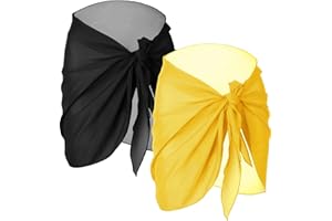 CHUANGDI 2 Pièces Wrap de Plage de Femmes Sarong Couverture de Bikini Jupes Wrap pour Maillot de Bain en Mousseline