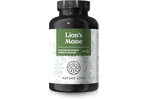 NATURE LOVE® Lions Mane (Hericium Erinaceus) - 180 capsule - Alto dosaggio, 1500mg/dose giornaliera - 30% di polisaccaridi e 5% di beta glucani - Vegano, testato in laboratorio e made in Germany