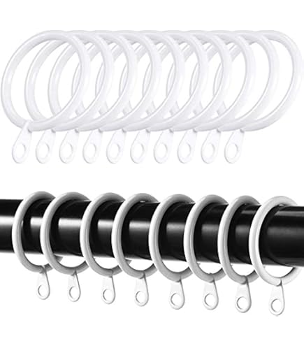 Merriway Lot De 24 Anneaux De Tringle à Rideaux En Plastique - Œillet Fixe, Diamètre Intérieur 28 Mm, Extérieur 40 Mm, Blanc