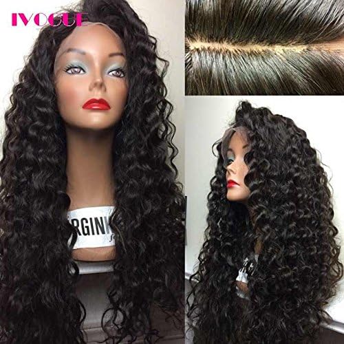 iVogue Hair 4"x4" Silk Top Human Hair Lace Wigs Loose Curly Virgin Peruvian Human Hair Full Lace or Lace Front Wig with Silk Base Natural Hairline Baby Hair 180 Thick Density (24" Lace Front Wig Silk Top)