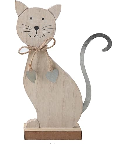 Lot De 2 Figurines Chats En Céramique Allongés – Déco Beige/Marron 11 Cm – Cadeau Parfait Pour Amoureux Des Chats