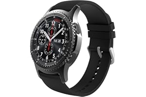 MoKo Strap Compatible with Samsung Galaxy Watch 3 45mm/Galaxy Watch 46mm/Gear S3 Frontier/Huawei Watch GT 3/3 Pro 46mm/GT2/GT 46mm/GT2 Pro/GT2e, 22mm Silicone Replacement Sport Band, Black
