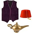 Tigerdoe Arabian Prince Costume – Street Rat Costumes for Men –Men's Arabian Folk Hero Costume - Magic Genie Lamp, Purple Vest and Hat