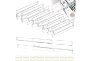 QINERSAW 8 Organizadores de Separadores de Cajones Ajustables 27,5-52 cm Divisiones para Dormitorio, Baño, Oficina, Armario