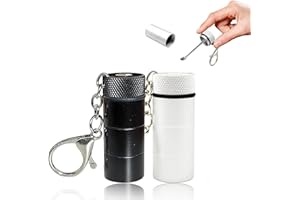 AABDTYYD 2 Pezzi Mini Contenitore Ermetico in Alluminio con Cucchiaio, Flacone con Cucchiaio Portatile per Spezie e Polveri - Nero/Bianco (5.3cm, Tenuta Stagna, Uso Interno/Esterno)