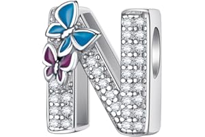 LNQOBU Charme Lettre de L'alphabet Argent Sterling 925 Avec 5A Zircone Femmes Perles Charm Compatible Pour European Bracelet