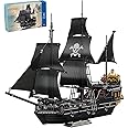 KeKeDuo Black Pearl Pirate Ship Model Building Block Set, 1424Pcs DIY Mirco Bricks Black Sorcerer Ship Model Building Kit Sailboat Construction Toy Gifts for Adults and Kid