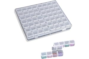 FENGGUOCK 56 Grilles Boîte Rangement Perle Diamants, Compartiment en Plastique, Transparent Conteneur de Bijoux, Boîte Organisateur avec Séparateur Transparent Amovible pour Accessoires