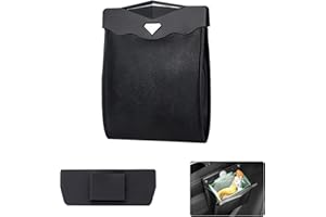 YOYIAG Poubelle de voiture LED portable : suspension avec sacs de rangement, accessoires de voiture, en cuir avec lumière LED, mini poubelle pour voiture, maison, bureau, cuisine, chambre à coucher (noir)