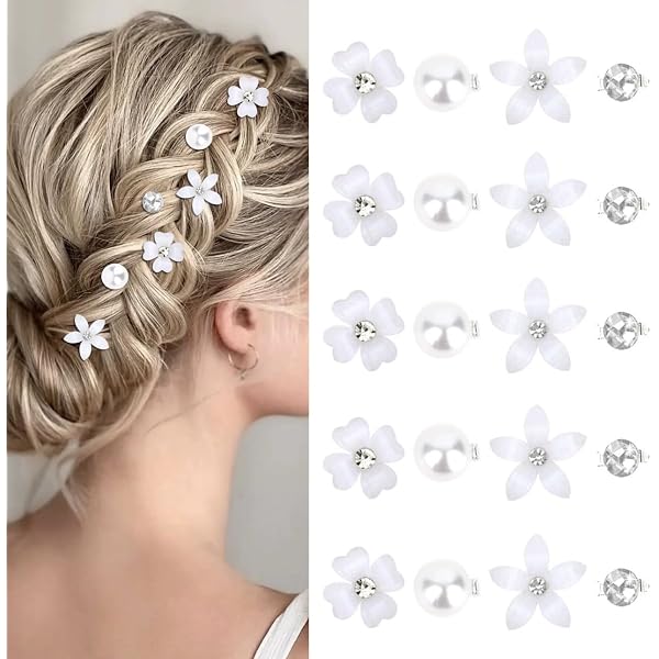 10 Stück Mini Haarspangen Mit Strass & Blumen – Elegante Haaraccessoires Für Damen, Für Hochzeiten, Partys & Alltag