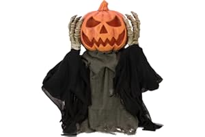 EUROPALMS Halloween Figur POP-UP Kürbis, animiert 70cm | Animierter Kürbismonster-Oberkörper mit Licht-, Sound- und Bewegungs-Effekt