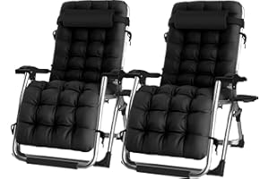 groundlevel.co.uk Extra Wide Gravity Chairs, Deluxe Deep Filled Cushions, Rust Proof, Lightweight Frame, Reclining, Includes Side Tray (Set of 2 Chairs, Black)