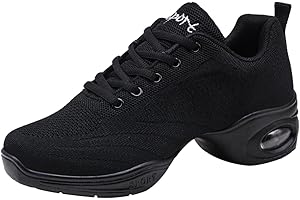 YUKTOPA Scarpe da ginnastica da danza da donna, scarpe da ginnastica jazz, stringate, scarpe da passeggio leggere e traspiranti