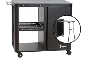 BBQ-Toro Mesa de Barbacoa con Gran Superficie de Trabajo 95 x 50 x 80 cm | Color Negro | Mesa Auxiliar para Barbacoa | Carrito de Barbacoa, Terraza, Jardín | Mesa de Barbacoa Exterior