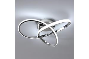 Comely Lámpara de Techo LED Moderna, 38W 4275LM Plafón LED Techo Diseño Forma de Flor Blanco Frío 6500K, Luz de Techo para Dormitorio Cocina Pasillo Salon, Plata