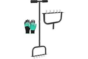 COOKIT Spike Lawn Air Aerator Manual Tool Grass Aeration Aerating Tool with 15 Spikes T-Handle Pre-Assembled Grass Aerator Tools for Yard, Lawn Aeration, Garden Tool