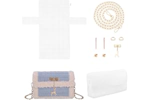 WADORN DIY Crochet Bag Making Kit, Embroidery Plastic Mesh Canvas Sheets Blank Needlepoint Canvas Sheets Handbag Cross Stitch Kits Clear Grid Bag Making Frame for Handmade Yarn Knit Crochet Projects