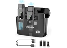 GRENARO Wireless Microphone with Digital Display Charging Case, Noise Cancellation Wireless Lavalier Mic, 30M/98Ft Transmissi