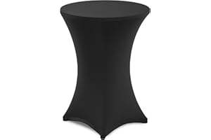 Gräfenstayn® Diana Funda elástica para Mesa Alta de pie - para un diámetro de Mesa de Ø60 cm x 120cm S (Color Negro)