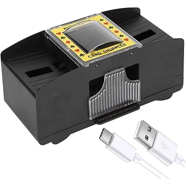 Mélangeur De Cartes Automatique – Capacité 1 à 6 Jeux, Noir Classique | Accessoire De Casino Pour Soirées Jeux Et Maison