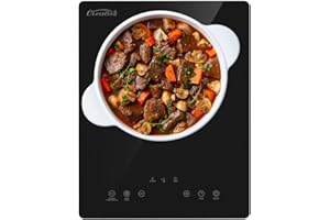 COVERCOOK Portable Induction Hob,Single Induction Cooker, Plug in Electric Cooktop with 9 Power Level with Temperature Control, Ultra Thin, 4-hour Timer,Touch Control, Child Safety Lock, 2000W