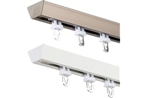 TZUFA Rail Rideaux Plafond, Rail De Rideau Robuste, Tringle À Rideau Montée Au Plafond Pour Bureau, Salon, Chambre (1-6 M)(White,1.8m(2 * 90cm))