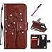 Produktbild EMAXELERS LG G3 Mini Hülle Glitzer Bling Wishing Tree Schmetterling PU Leder Flip Magnetisch Book Wallet Brieftasche Hülle für LG G3 Mini,Red Brown Wising Tree with Diamond