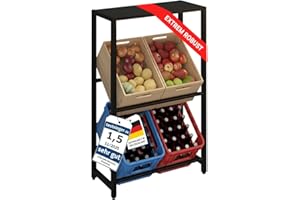 STEELSØN Macondo Getränkekistenregal mit Ablage – stabiles & platzsparendes Getränkeregal für 4 Kisten –Kistenregal Schwarz Metall – Kastenständer für Getränkekisten & Obst – Bierkisten Regal