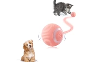 JINGSHUBO - Palla giocattolo per gatti interattiva, intelligente, ricaricabile tramite porta USB, giocattolo per gatti che si illumina e si muove da sola, adatta come regalo (colore rosa)