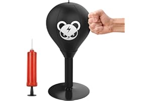 APUJENT Mini Punching Ball De Bureau, Frappe Bureau, Ballon Punching Ball, Punching Ball Bureau avec Ventouse, Balle Vitesse Gonflable en Cuir Synthétique pour Soulager Le Stress et La Boxe pour Adultes