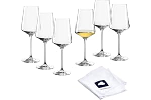 LEONARDO HOME Riesling Bicchieri PUCCINI (set da 6) con panno lucidante • Bicchieri da vino lavabili in lavastoviglie (400 ml) • antiurto e adatti all'uso quotidiano • 040992