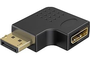 goobay DisplayPort Angle Adapter 90 Degree to Left, 8K 144Hz, 4K 240Hz, DP 2.1, Gaming Male to Female for PC, Monitor, Graphics Card - 77132