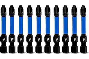 Meccion Profesjonalny zestaw bitów PZ2, długość 50 mm, 10 sztuk, Pozidriv Magnetyczna wkrętarka udarowa, asortyment bitów, trzpień sześciokątny 1/4"