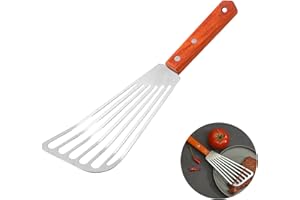 wilcractk Espátula Acero Inoxidable Cocina - Espátula de Pescado y Carne, Antideslizante, Diseño Biselado, Ideal para BBQ, Freír y Cocinar en Casa o Restaurante