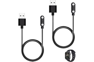 DEWFIGS ㅤ 2 Pcs Smart Watch Charger 2 Pin Magnetic, Universal Smartwatch Charger 2 Pins 4mm, Smart Watch Charging Cable Compatible with YAMAY SW022, AGPTEK LW11, Ticwatch GTX, Xiaomi Haylou, Solar LS05 and More